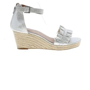 Comfort View 11WW extra wide silver ankle strap wedge Sandal